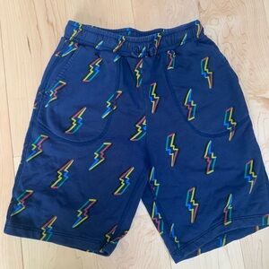 Hanna Andersson Navy Shorts with colorful Lightning bolts sz 140 10 100% cotton